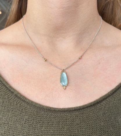 Aquamarine Mixed Metal Necklace
