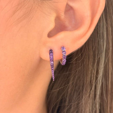 Amethyst Sterling Silver Huggies