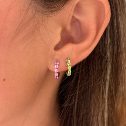 Peridot Sterling Silver Huggies