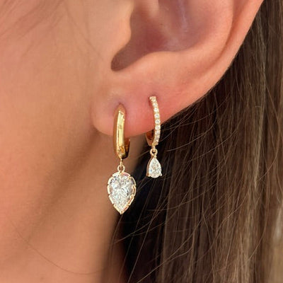 Lab Diamond Pear Dangle Huggies