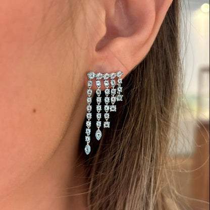 Silver & Blue Topaz Tiered Drop Dangle Earrings