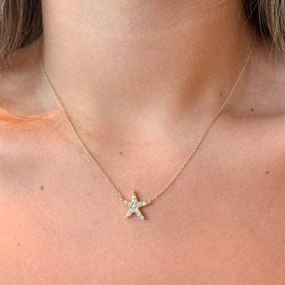 Yellow gold & Diamond Starfish Necklace