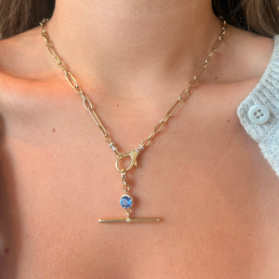 Lab Grown Diamond and Sapphire Toggle Pendant