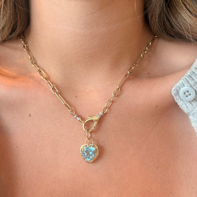 Blue Topaz Heart Pendant