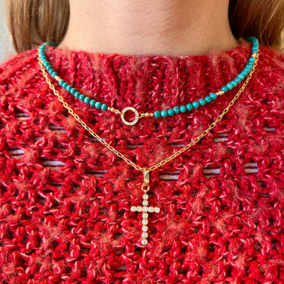 Bezel Set Diamond Cross Charm