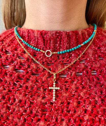 Bezel Set Diamond Cross Charm