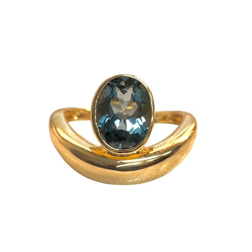 London Blue Topaz Oval Wave Ring