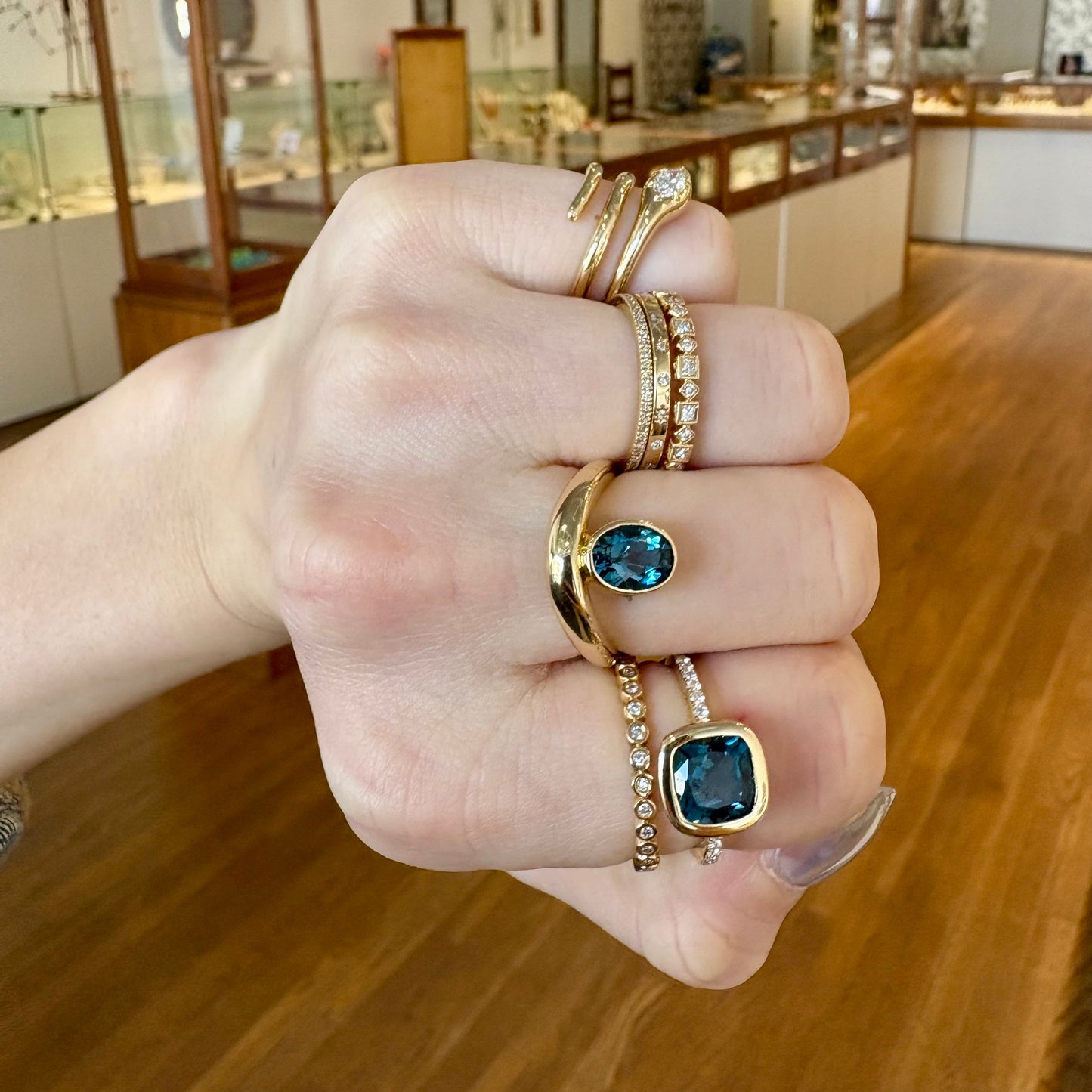 London Blue Topaz Oval Wave Ring