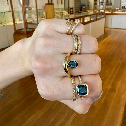 London Blue Topaz Oval Wave Ring