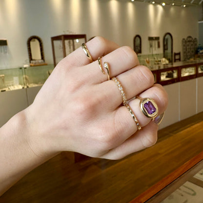 Amethyst Bezel Bubble Gold Ring