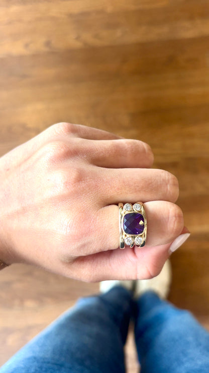 Amethyst Triple Band Ring
