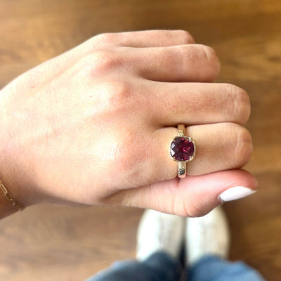 Rhodolite Garnet Textured Ring