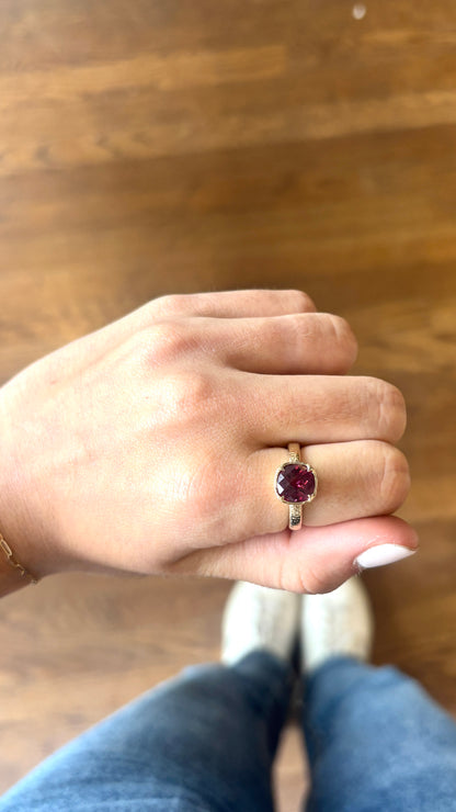 Rhodolite Garnet Textured Ring