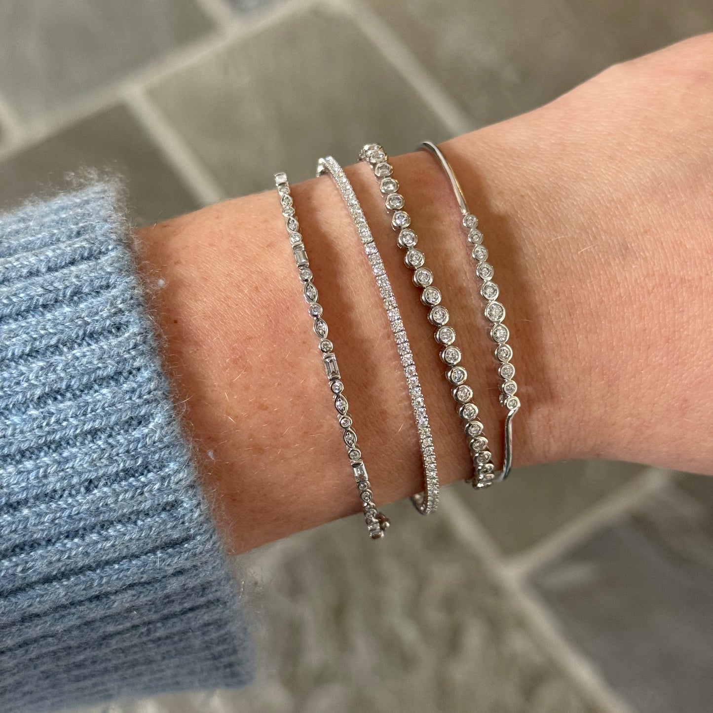 Baguette, Marquise, & Round Diamond Hinge Bracelet