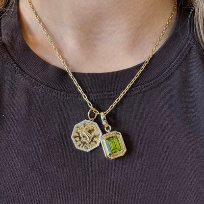 Emerald Cut Peridot Pendant