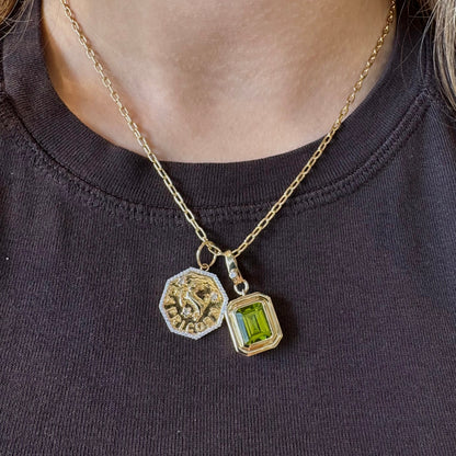 Capricorn Zodiac Gold and Diamond Pendant