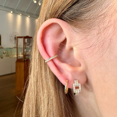 Diamond Link Huggie Earrings