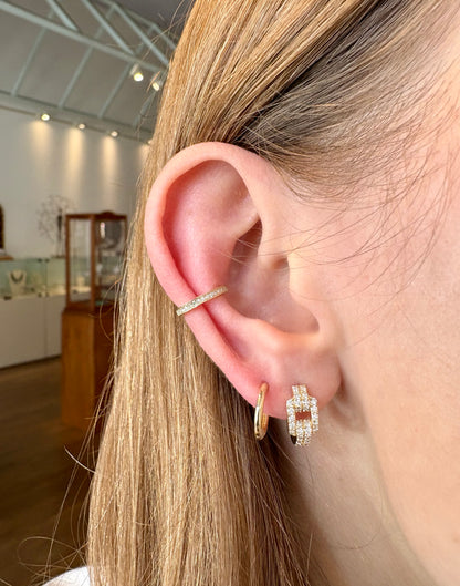 Diamond Link Huggie Earrings