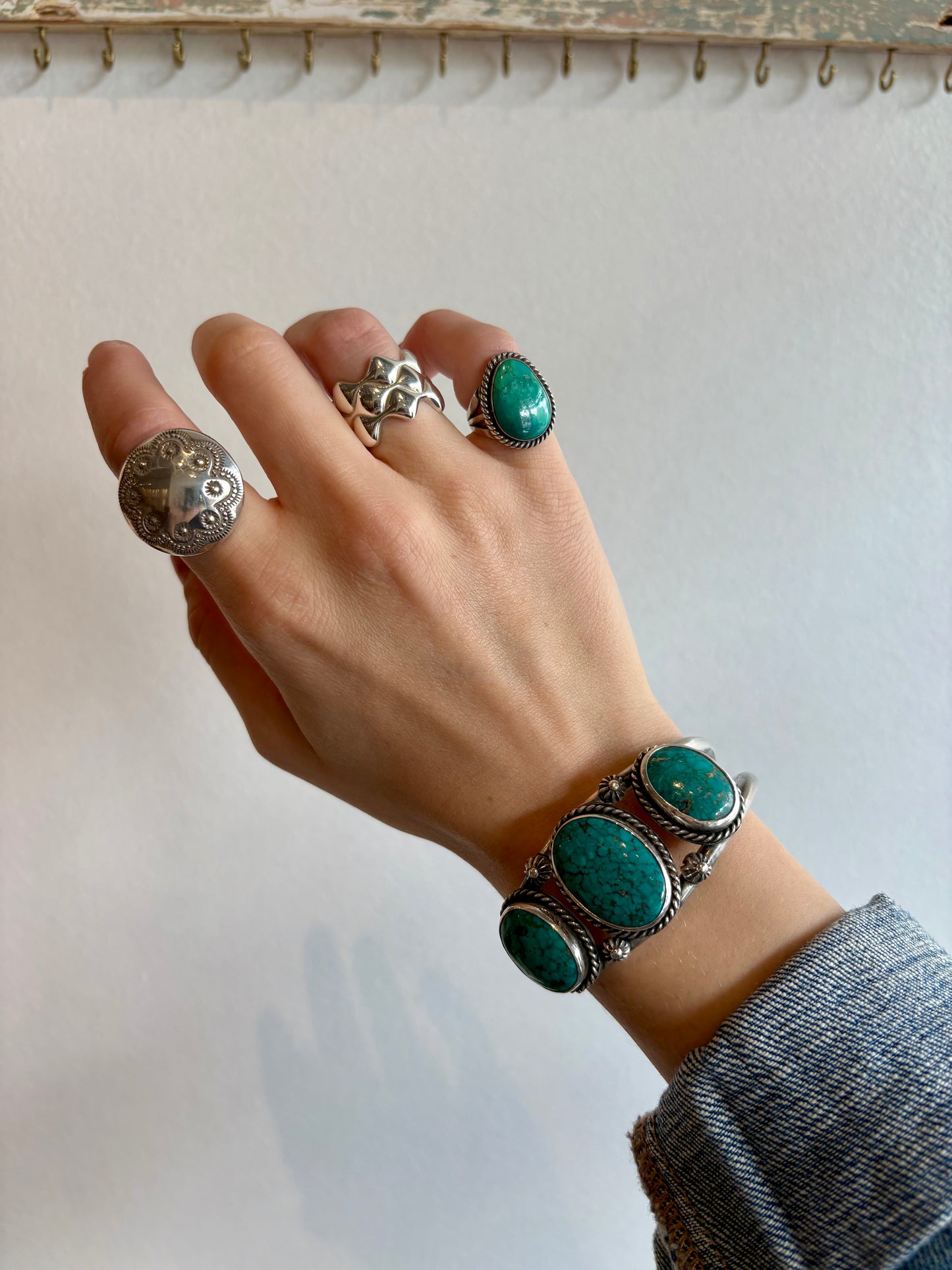 Triple Stone Turquoise Cuff Bracelet