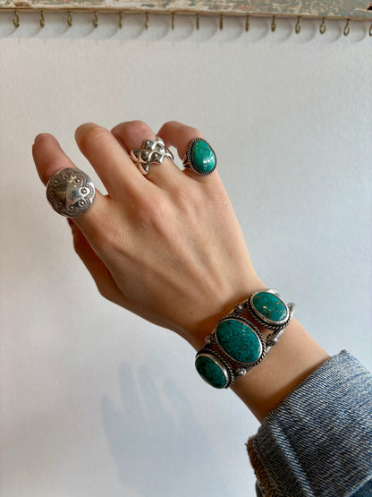 Triple Stone Turquoise Cuff Bracelet