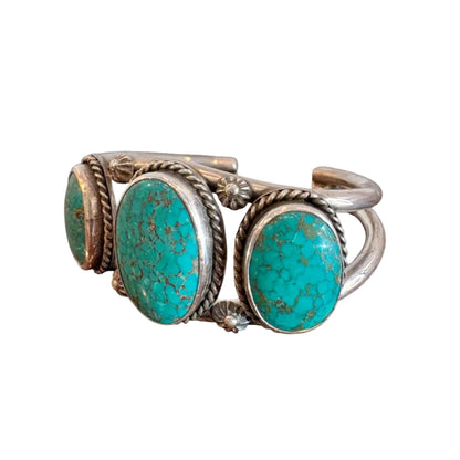 Triple Stone Turquoise Cuff Bracelet