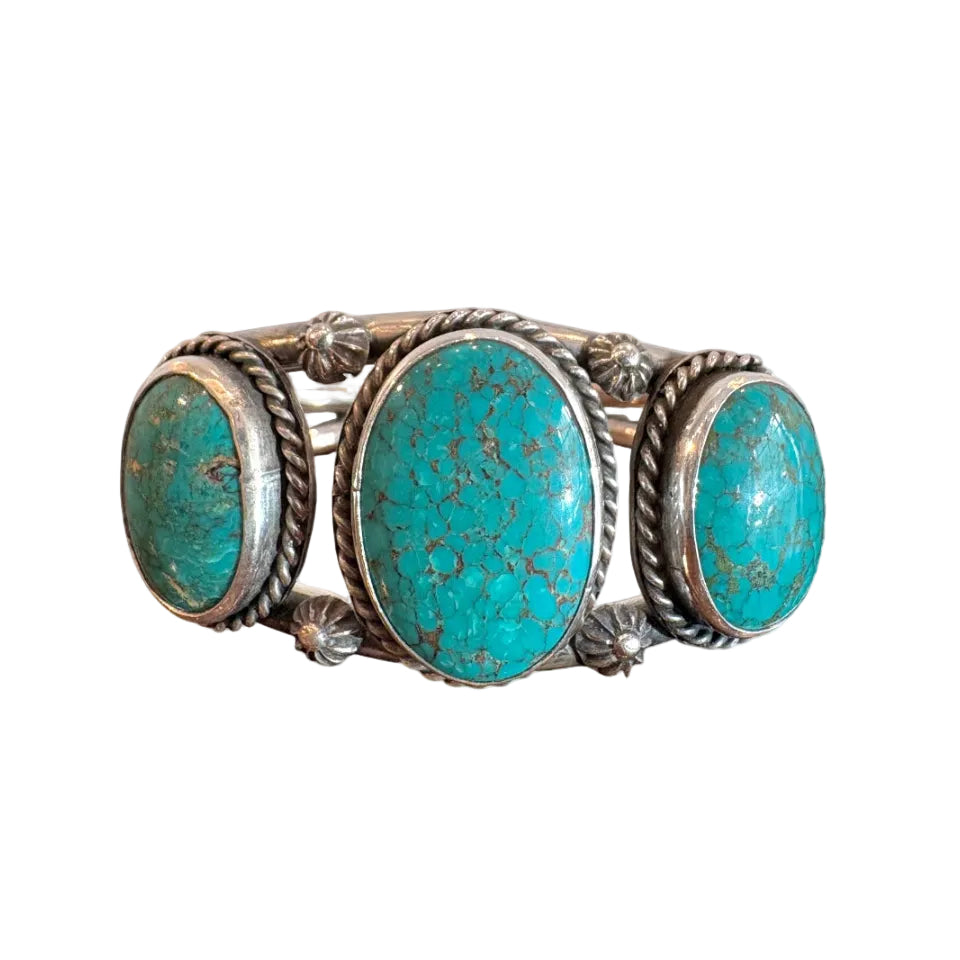 Triple Stone Turquoise Cuff Bracelet