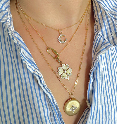 Brushed Gold Locket with Diamonds Pendant