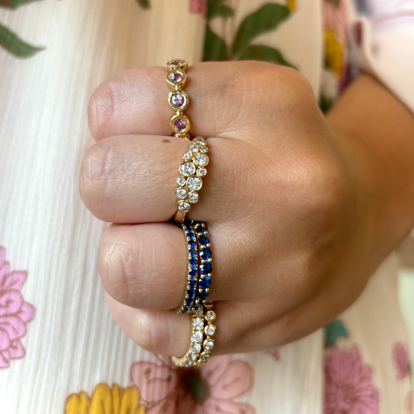 Diamond Cluster Bezel Set Ring