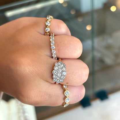 1.38 ctw Mixed Metal Diamond Cluster Ring