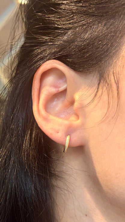 Thin Textured Gold Huggie Earring