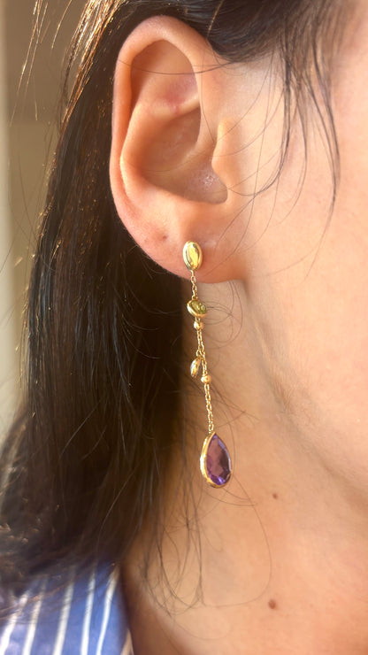 Multi Gemstone Teardrop Dangle Earrings