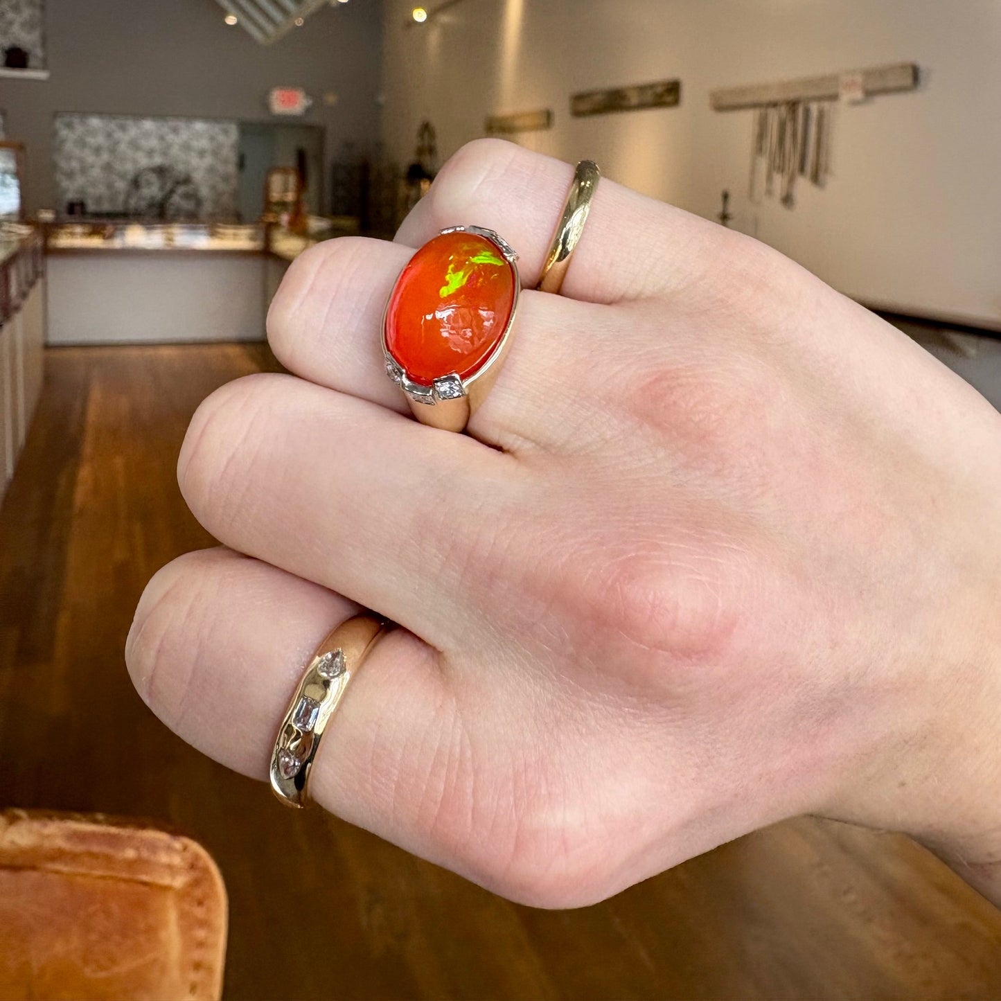Fire Opal Gold Ring