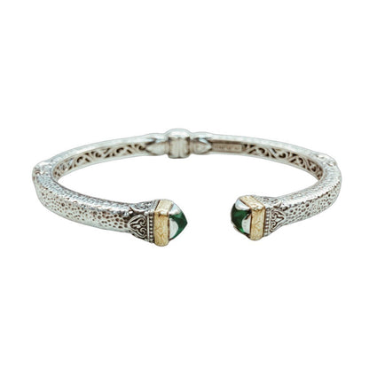 Mixed Metal Green Amethyst Hinged Bracelet