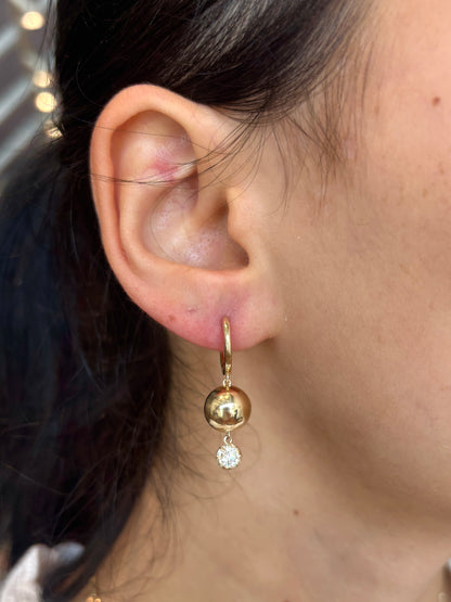 Dangly Gold & Lab Diamond Huggie Earrings