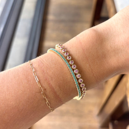 Lab Grown Pink Sapphire Tennis Bracelet