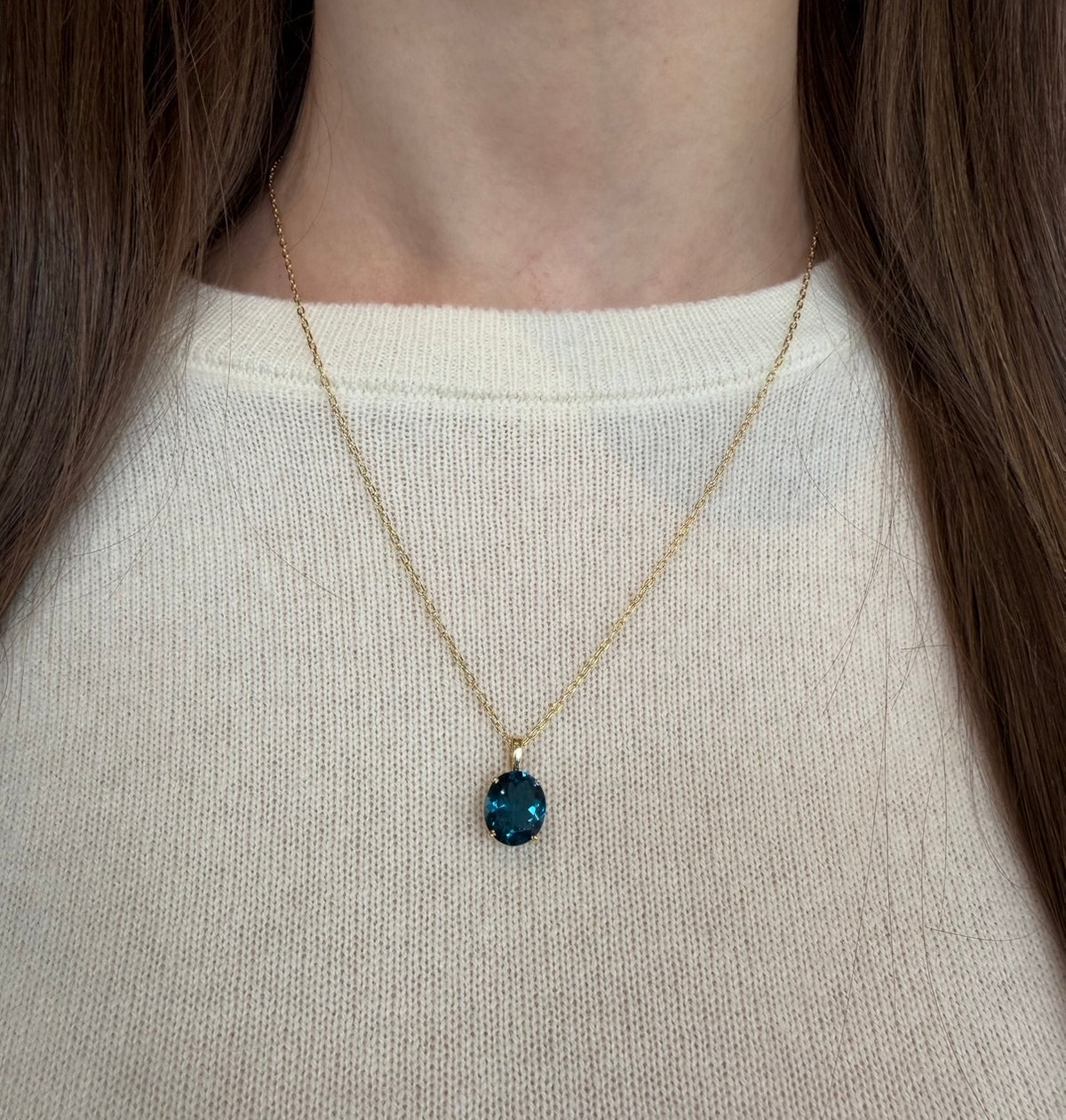 Oval Cut London Blue Topaz Pendant
