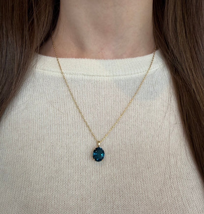 Oval Cut London Blue Topaz Pendant