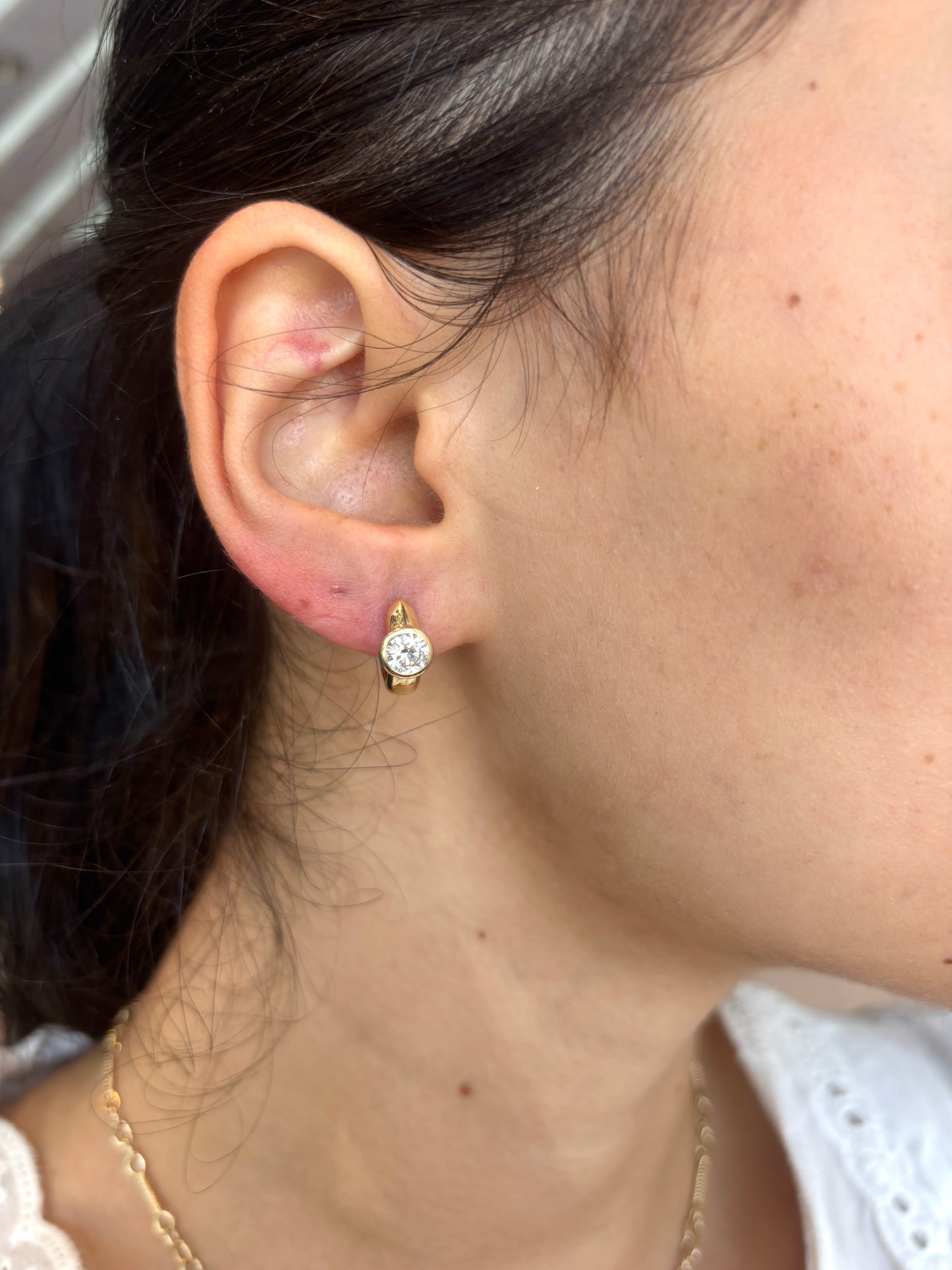 Lab Grown Diamond Rounded Bezel Huggies
