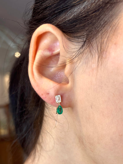 Lab Grown Diamond & Emerald Studs