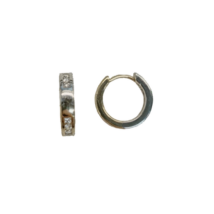 White & Yellow Gold Reversible Diamond Huggies