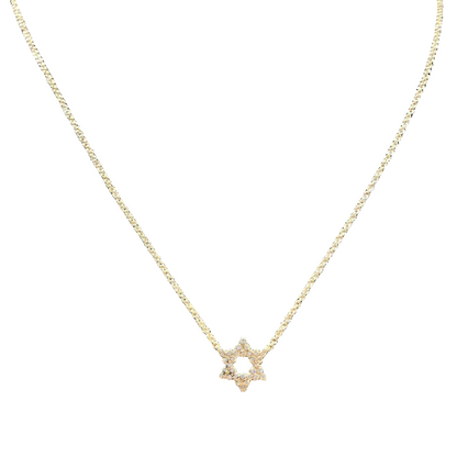 Pave Diamond Gold Star of David Necklace