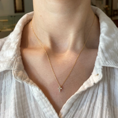 Mini Diamond Cross Necklace