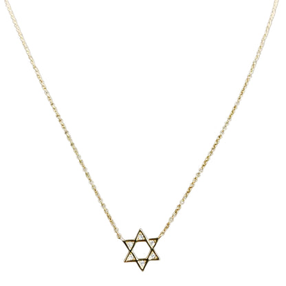 Gold & Diamond Pave Star of David Necklace