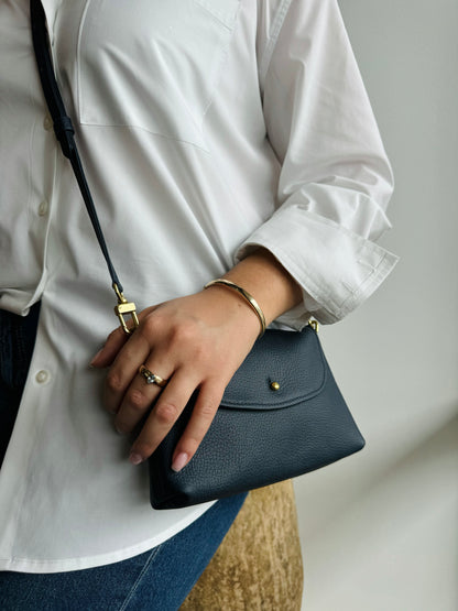 Navy Pebble Grain Kaanapali Crossbody Bag