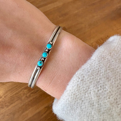 Triple Bezel Turquoise Cuff