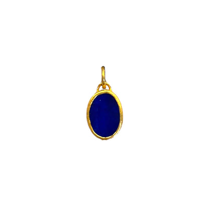 24k Yellow Gold Oval Lapis Pendant