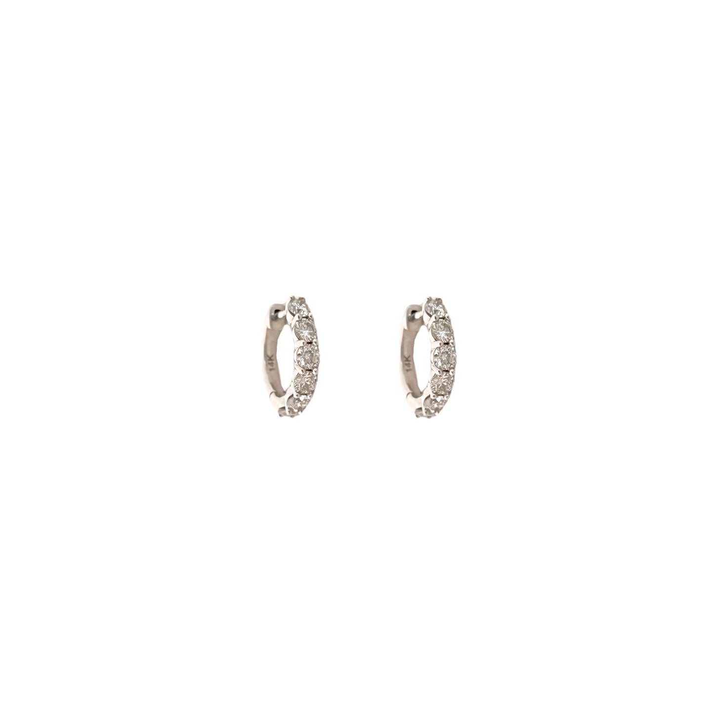Shared Prong Diamond White Gold Huggies