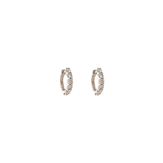 Shared Prong Diamond White Gold Huggies