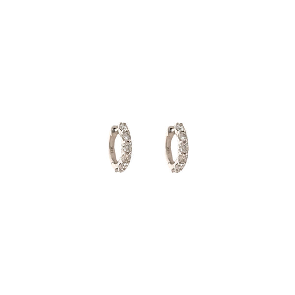 Shared Prong Diamond Huggie Earrings