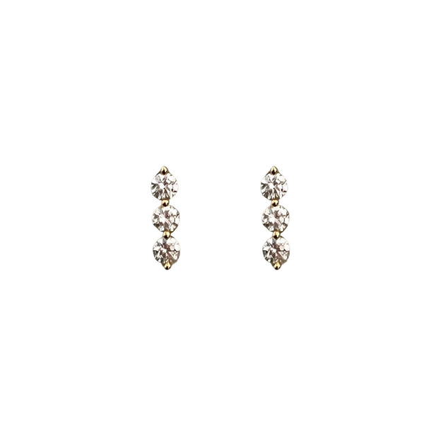 Triple Diamond Bar Stud Earrings